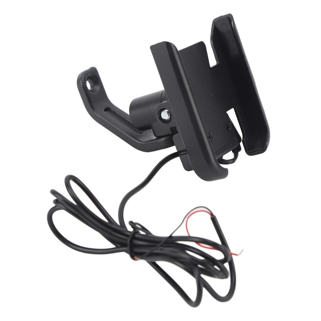Black Motorcycle Scooter Charging Phone Holder 360 Degrees  Rotation ATV Tricycle Mount Bracket for 4‑6.5in DC12V