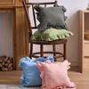 French Ruffle Edge Pillow Cover Solid Color Pillow Living Room Sofa Pillow Chair Back Waist Pillow Cover