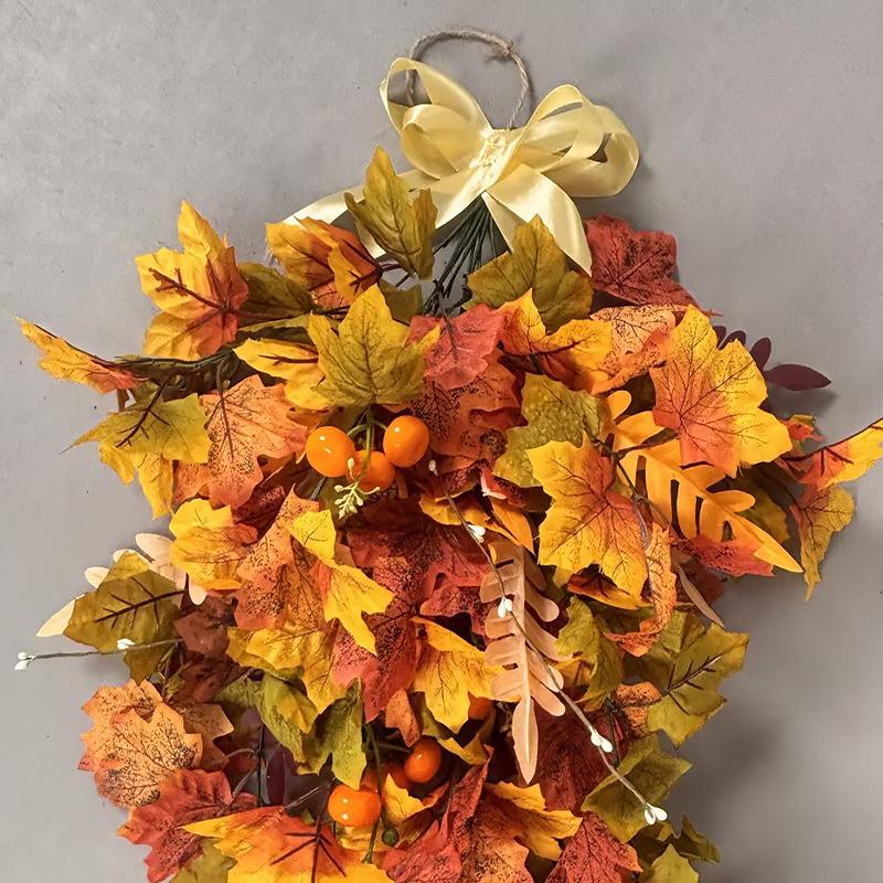 Autumn Maple Leaf Door Hanging: Halloween & Thanksgiving Floral Wall Art
