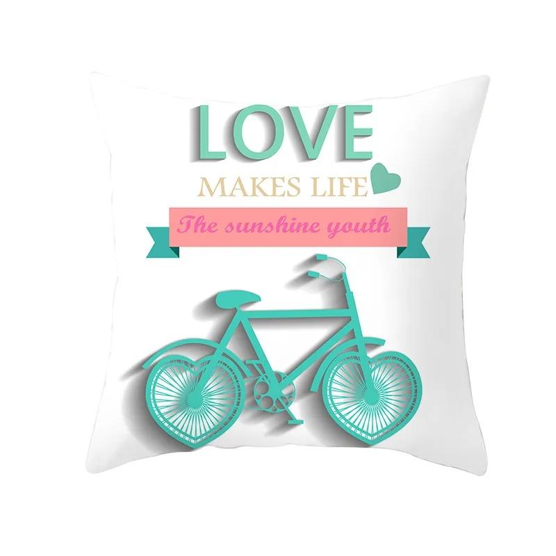 Bicycle Pattern Decorative Pillowcase Living Room Office Decoration Home Pillowcase