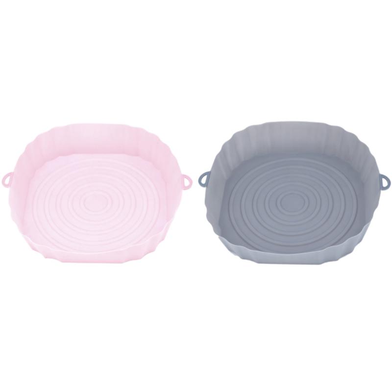 Air Fryer Pan Silicone Basket Airfryer Oven Baking Silicone Tray Reusable Airfryer Pot Pan Liner Mold Pizza Fried Kitchen Tools
