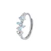 Tichia S925 Sterling Silver Enamel Butterfly Flower Adjustable Couple Rings