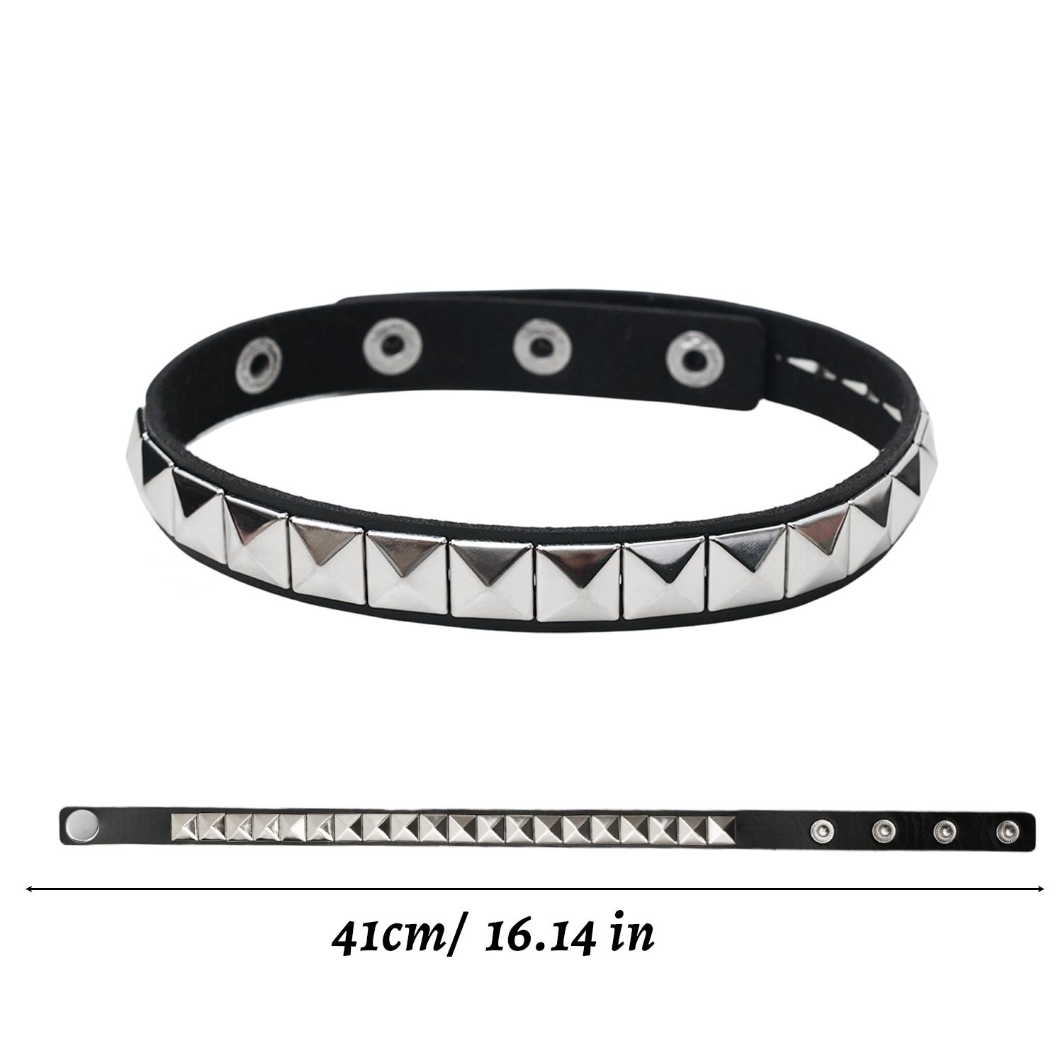 

Gothic Black PU Leather Square Rivets Gothic Punk Chokers Collar Choker Necklace for Goth Sexy Women Girl Cosplay Party Jewelry чёрный