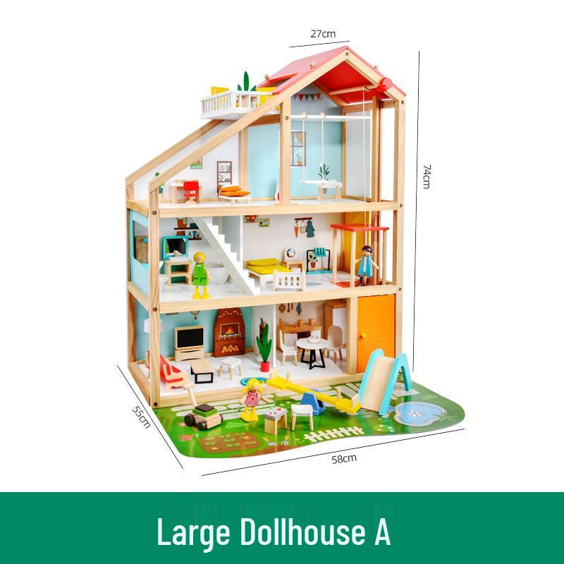 Кукольный домик-принцесса для девочек, DIY, из массива дерева