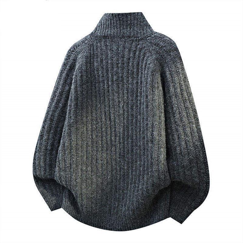 Autumn Winter Half Zipper Knitted Sweater Men Warm Stand Neck Pullovers Casual Knitwear