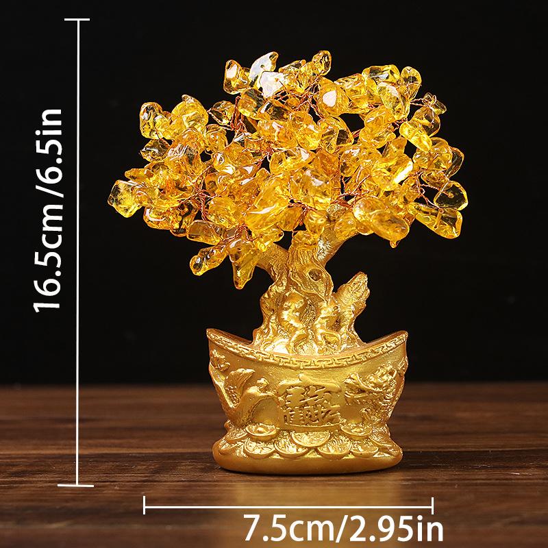 1pcs Chinese Yuanbao Money Fortune Tree Wealth Luck Ornaments Small Feng Shui Yellow Lucky Wealth Trees Decoration