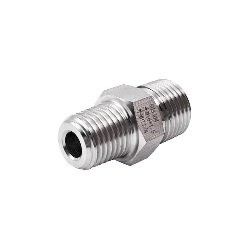 

Stainless Steel 304 Threaded Adapter, Male M16x1.5 to NPT 1/4, Metric to Inch Reducer (0762)