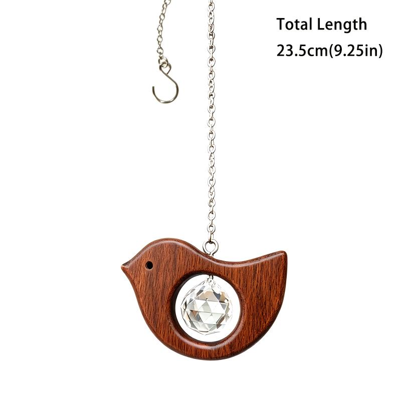 1/3Pcs Rustic Wooden Bird Sun Catcher Prism Rainbow Window Hanging Suncatcher For Garden Home Decor Bird Lover Gift