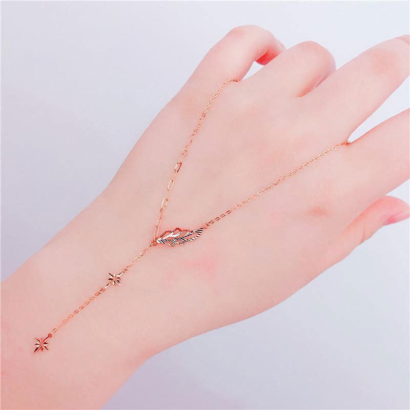 Purple Gold Rose Gold Plated Shiny Angel Wings Necklace Female Octagram Tassel Fashion