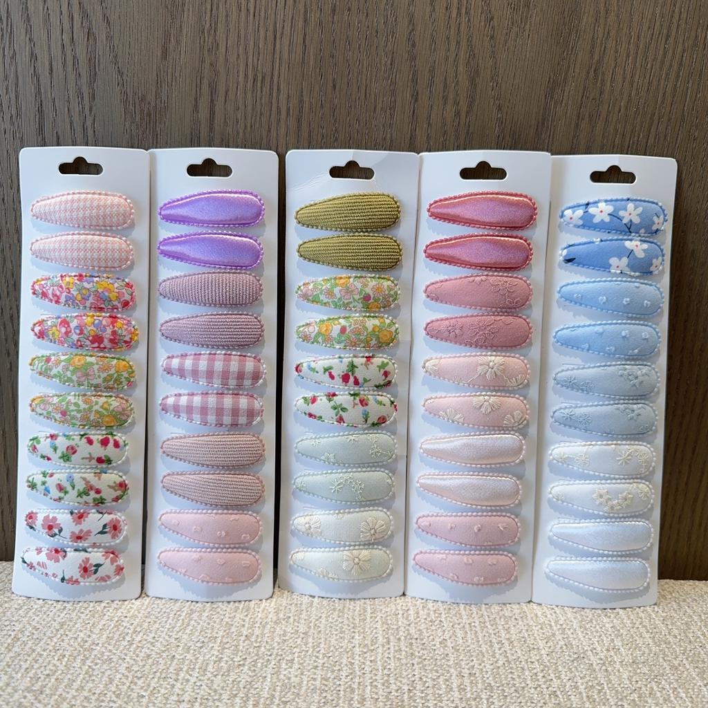 10Pcs/Lot Hair Accessories Girls Hairpin Print Solid Flowers Plaid Pattern Hair Clip Cute Powder Hairgrip New Children Headdress