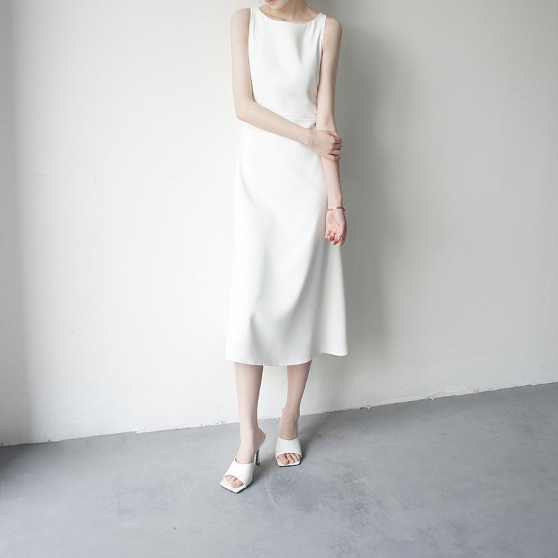 

Женская весенне-летняя юбка средней длины с высокой талией и длиной до колена, маленькое платье с круглым вырезом, темпераментная и модная юбка трапециевидной формы без рукавов