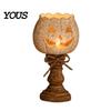 Indoor Fall Mantel Decor Rustic White Pumpkin Tealight Candle Holder Set, Farmhouse Halloween Tea Light Decorative Lanterns for Autumn Holders Decor,