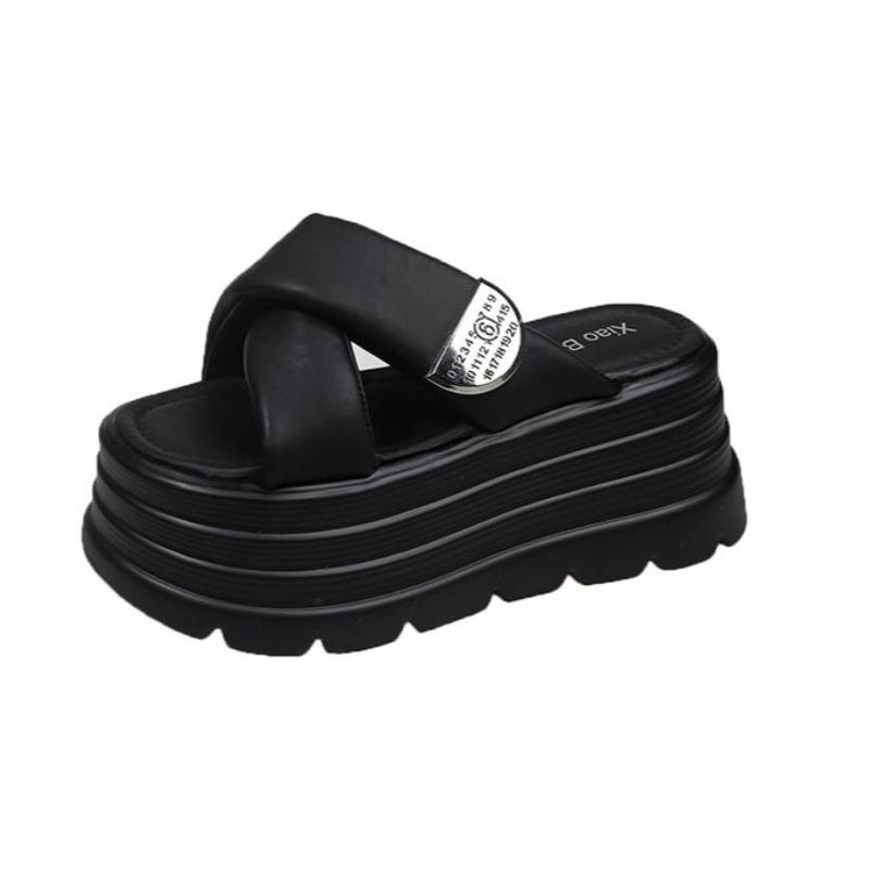 Fashion Pocket Chunky Platform Sandals Women 2025 Summer 8CM Wedge High Heels Sandals Woman Thick Bottom Slides Beach Slippers