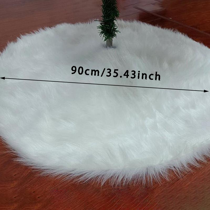 78/90cm Christmas Tree Skirt White Plush Faux Fur Mat Dinning Tabletop Tree Base Cover Home New Year Decoration Small Carpet