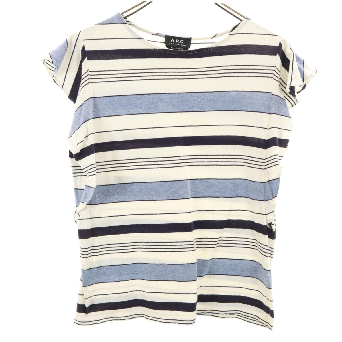 

A.P.C. Made in Portugal Border Pattern French sleeve Cut S off white Women Used