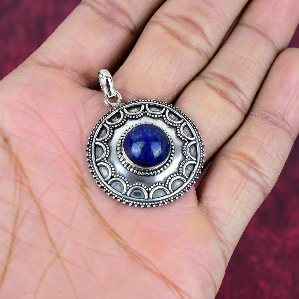 Lapis Lazuli Pendant Handmade Gemstone Jewelry, 925 Solid Sterling Silver Pendant ,Unique Design Jewelry Pendant