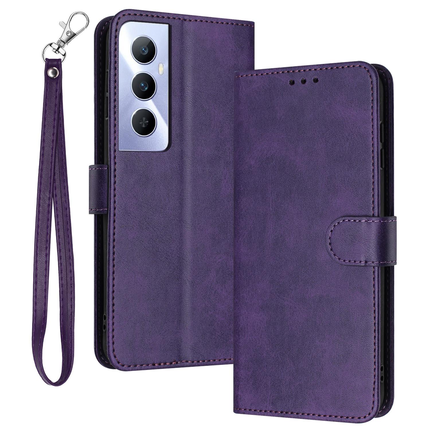 

For Realme C65 4G Case Anti-Fingerprint Leather Wallet Flip Stand Phone Cover Purple