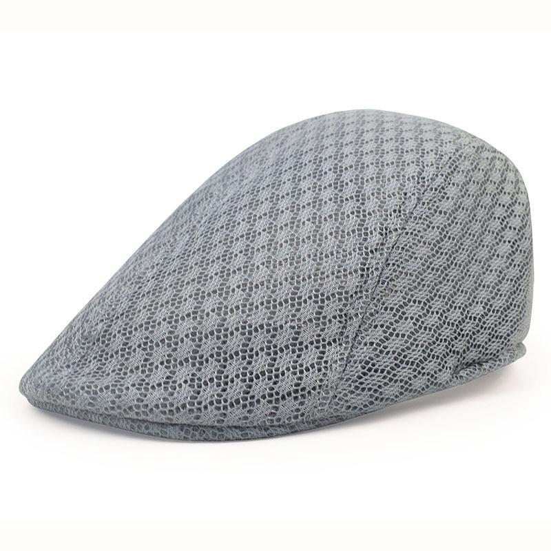 Mesh Hat Men Newsboy Flat Cap Simple Plain Color Mesh Cap Breathable Summer Hunting Driver Golf Beret Mesh Hat