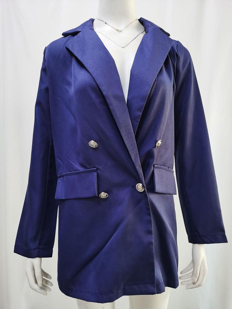 European & American Fashion Lapel Cardigan Mid-length Temperament Suit Jacket for Women