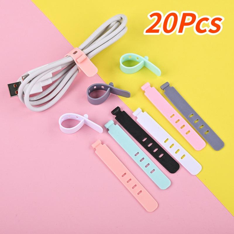 4/12/20PCS Cable Organizer Tie Clip Charger Cord Management Silicone Wire Manager Mouse Headphone Holder Data Line Winder Strap