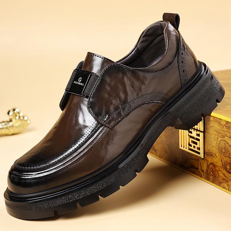 New winter leather thick-soled lazy casual business dress leather shoes