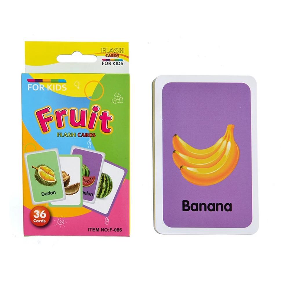 36 Cards/Box English Cognitive Card Animal Shape Fruit Color English Words for Baby Early Learning Educational Toy