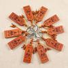 Blessing Peach Wood Tai Sui Keychain Engraved Beads Good Luck  for Zodiac Year Wear Car Key Pendant Gift