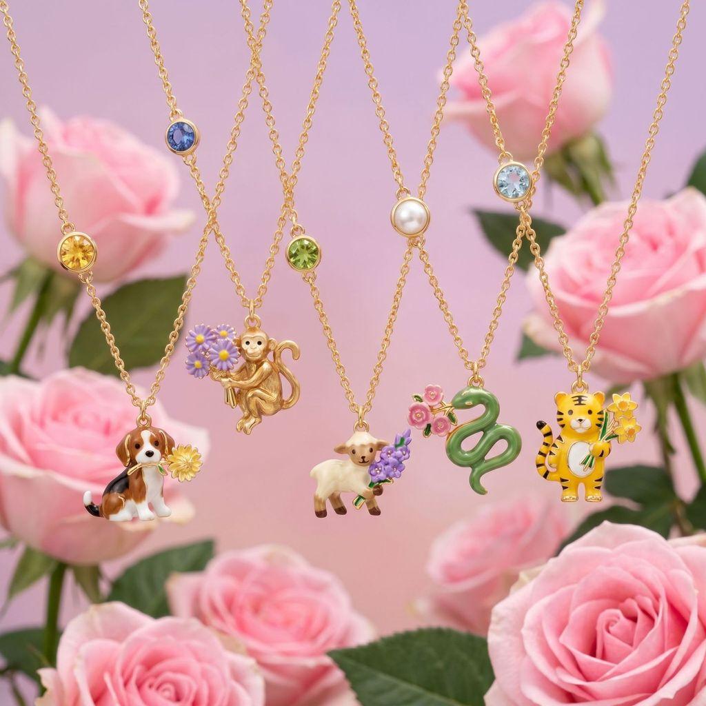Zodiac Animal Pendant Necklace With Gold Plated Copper For Casual Wear