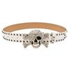 Punk Totenkopf Strass Nietenbesetzter Gürtel Für Männer Frauen Gothic Modeaccessoire mit Verstellbaren Schnallen