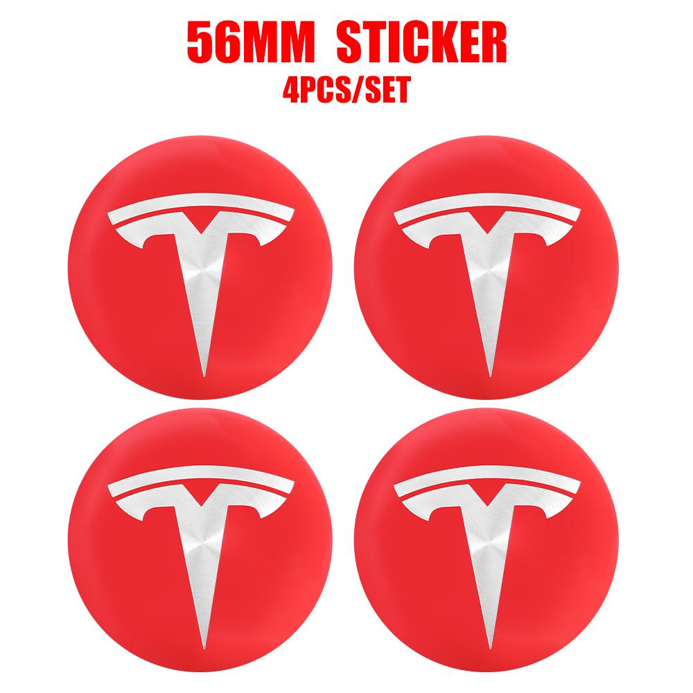 4pcs 56/60mm Car Wheel Center Cover Sticker Tire Hub Cap Badge Covers For Tesla Model 3 Model S Model X Model Y Coil Accessories