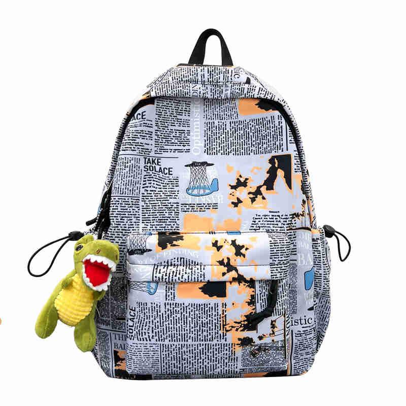 Autumn nylon backpack 2025 new Korean version fashion graffiti backpack large capacity high school student schoolbag tide