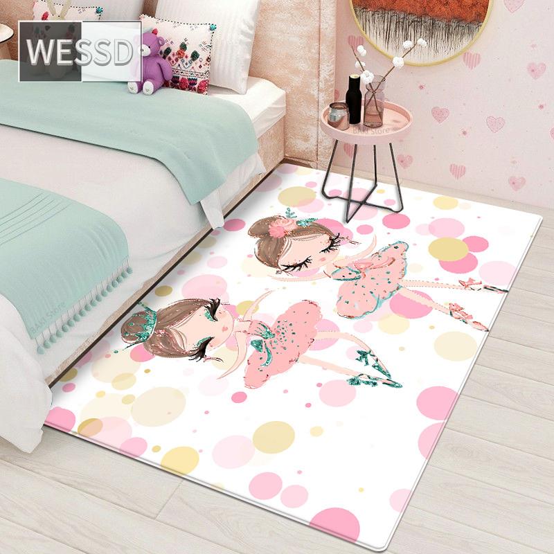Kawaii Cartoon Ballett Mädchen Teppich für Kinderzimmer und nordischer weicher Schlafzimmerteppich für Babys