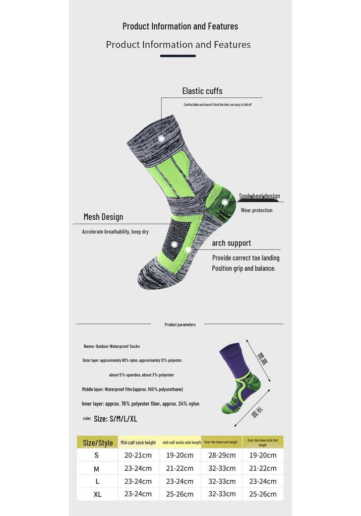 Waterproof Breathable Winter Sports Socks for Mountaineering, Cycling, Fishing & Skiing - Double Layer, Thickened & Warm