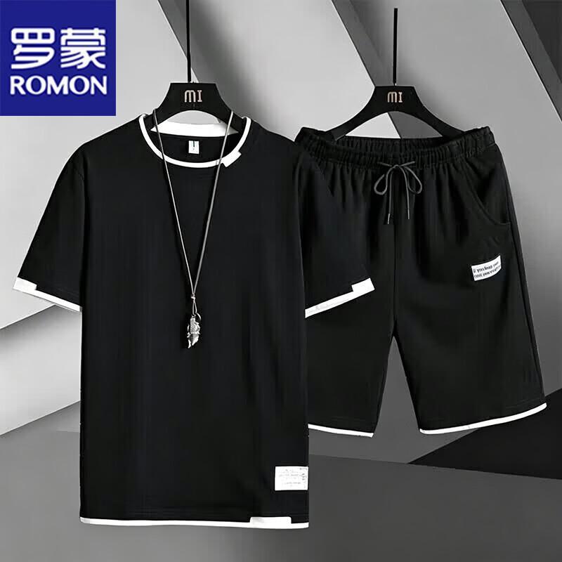

ROMON Men s Summer Short Sleeve T-Shirt & Shorts Set 3XL