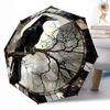 Stained Glass Raven Automatic Umbrella Sturdy 8-Rib Shaft Durable Plastic & Iron for Women/Men Elegant Umbrella Stylish Gift for Women