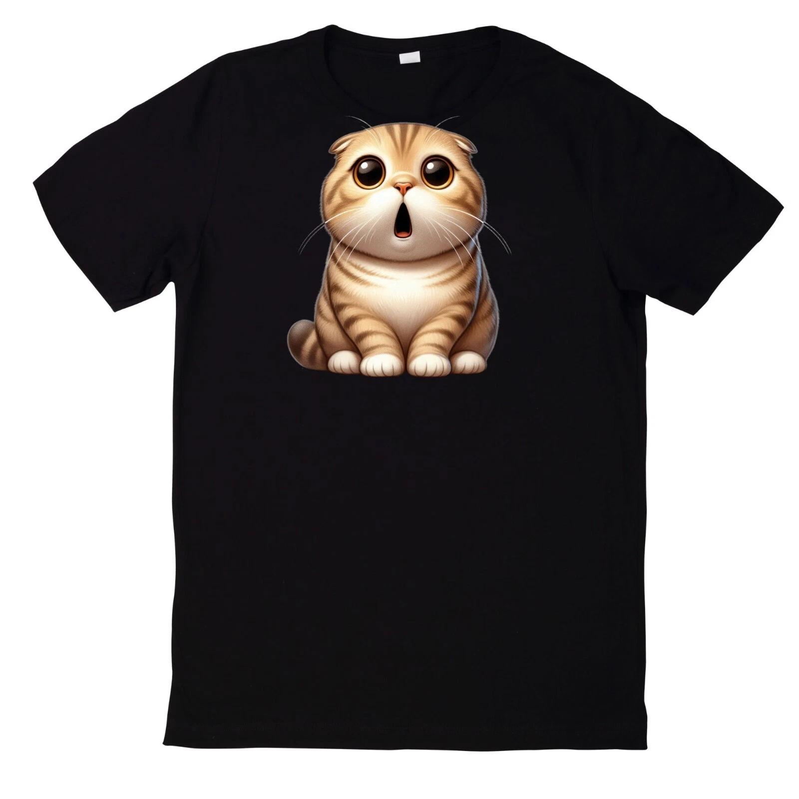 T-Shirt Lustige überraschte Katzen Motiv Baumwolle XS