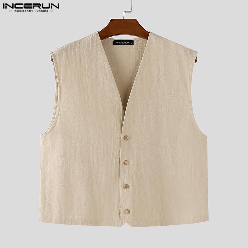 INCERUN Two Pieces Vintage Men Sleeveless Tops Long Pants Sets Outfits