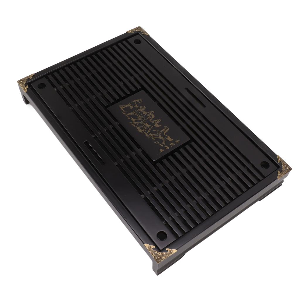 Simple Tea Tray Drawer Type Wooden Drainage Water Storage Gongfu Tea Table Set for Home Black