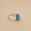 Blue Copper Turquoise Pear Ring 7x10mm, 925 Sterling Silver Statement Ring, Handmade Gemstone Jewelry