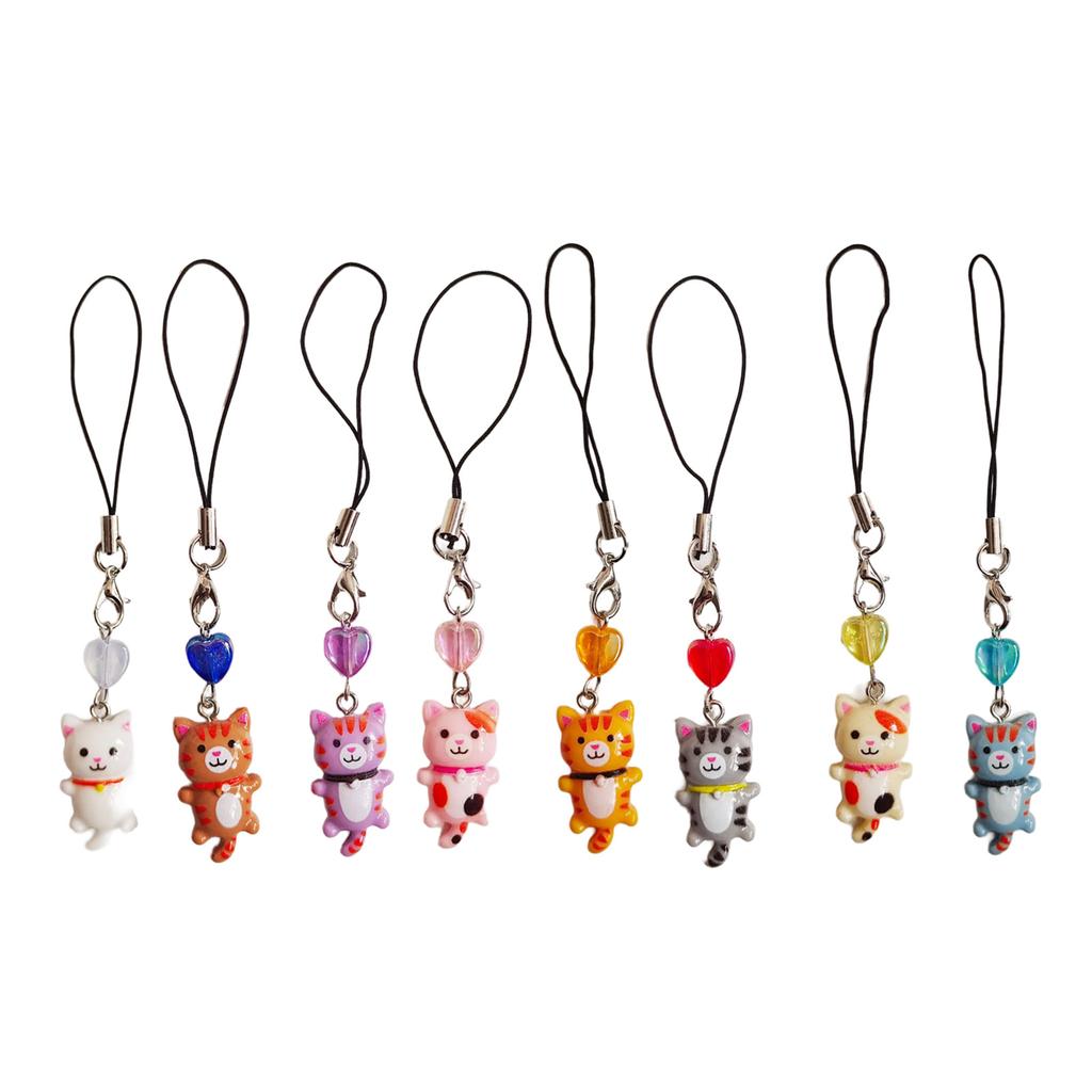 Phone Charm Keychain Heart Cat Phone Strap Lanyard for Women Girls Bag Backpack Ornament Car Key Holder Jewelry Gift