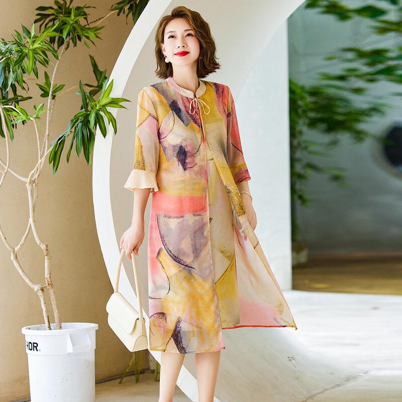 Jianhu Women s Mid-Aged 3/4 Sleeve Lightweight Summer Dress 4XL