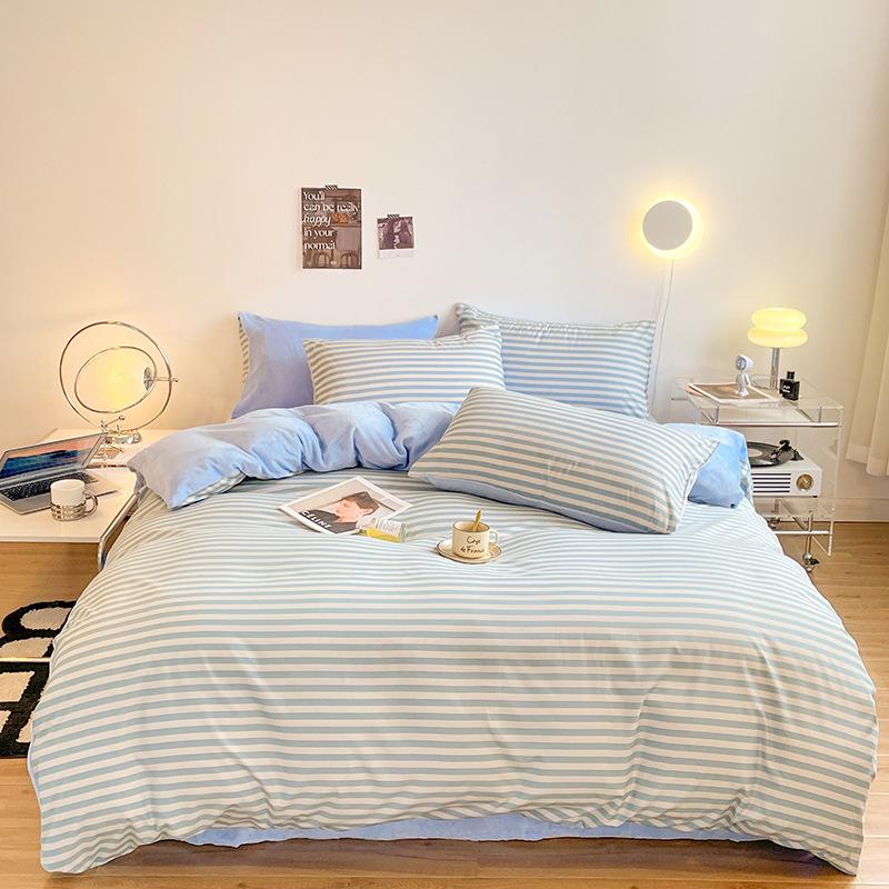 Cotton Fleece Coral Fleece Bed Four-piece Set Flannel Bedding Fleece Quilt Cover Bed Sheet Three-piece Set