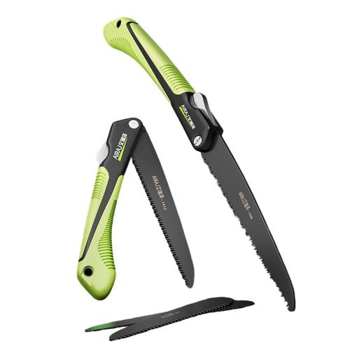 Folding saw, 230mm, SK9 steel, triple-tooth blade, garden tool for woodworking, gardening, pruning branches, and pruning live trees. Folding saw with