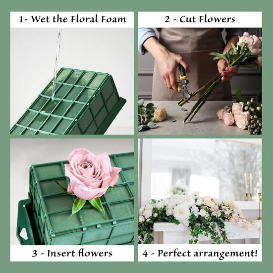 Floral Foam Cage Flower Cage Holder with Foam for Alive/Artificial Flowers Arrangement Wet Floral Foam Blocks for Wedding Birthdays Home Decor