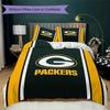 Green Bay Packers Muster Bettwäsche Steppdecken-Set Bettbezug Kissenbezug Heimdekoration Geburtstagsgeschenk (1*Bettbezug + 2*Kissenbezug ohne Füllung)
