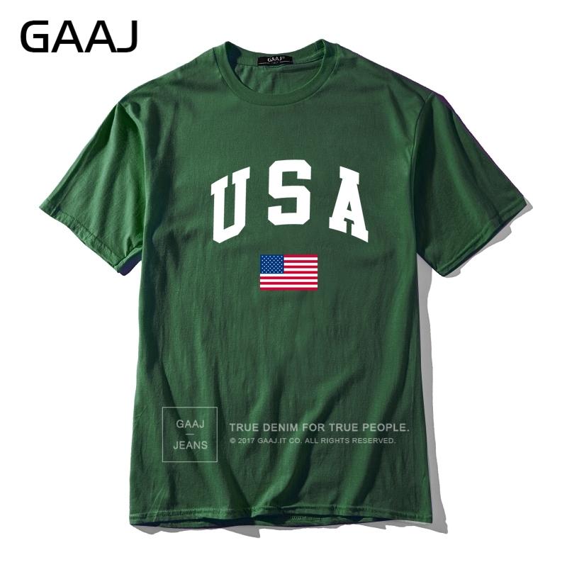 GAAJ USA America Flag Men T Shirt Top High Quality 100 Cotton Tshirts For Man Tshirt Printed Brand Clothing Casual Streetwear