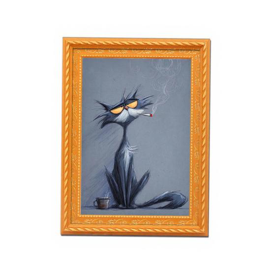 Vintage Cat Fridge Magnet 3D Wooden Frame Cat Refrigerator Magnet Home Kitchen Office Locker Decoration Cat Lover Gift