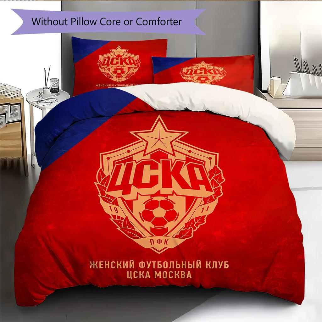 CSKA Moscow Football Club Pattern Bedding Quilt Set Home Decoration Gift (1 * duvet cover + 2 * pillowcase without core)