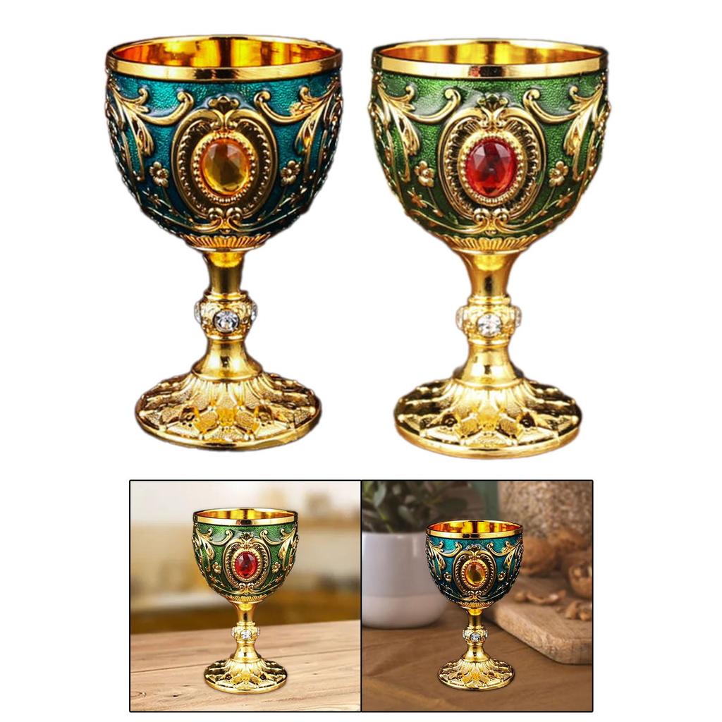 Vintage Chalice Medieval Goblet Renaissance Gifts Engraving Handcraft Ceremonial Drinkware Flower Pattern Shot Glass 30ml