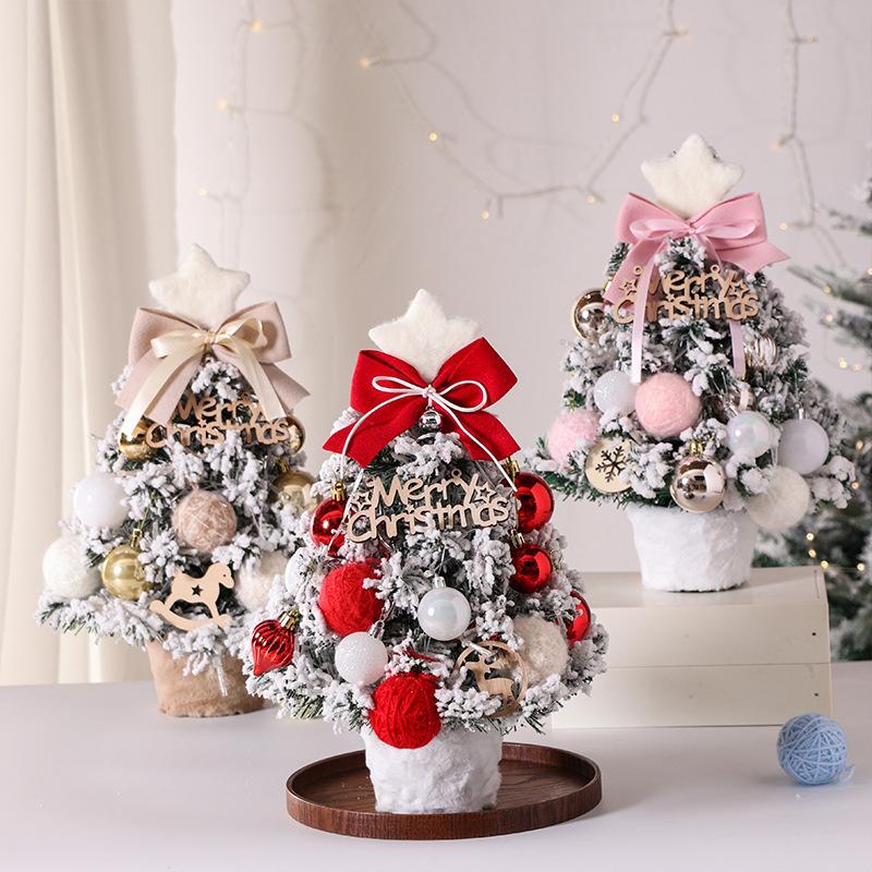 35/45/60Cm Diy Christmas Tree With Led Lights Desktop Ornaments Handmade Artificial Xmas Tree New Year Gift Home Office Decor